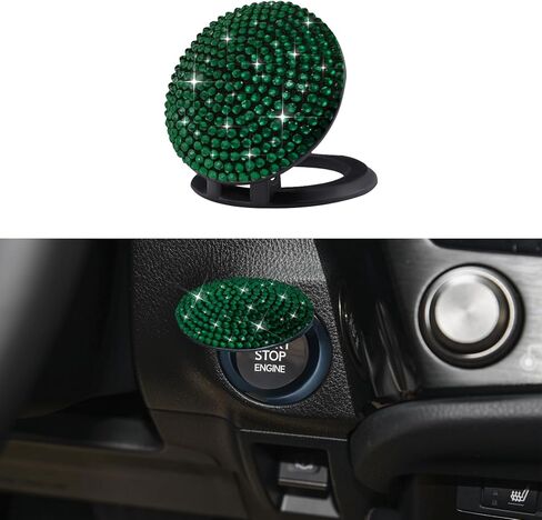 Bling Car Engine Start Button Cover, Car Start Protective Cover, Anti Scratch Ignition Button Protective Cap, Diamond Push Start Button Sticker Car Accessories for Women Girls (Green) in Kuwait
