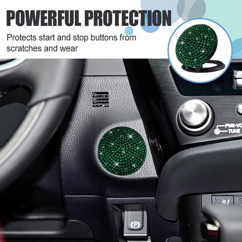 Bling Car Engine Start Button Cover, Car Start Protective Cover, Anti Scratch Ignition Button Protective Cap, Diamond Push Start Button Sticker Car Accessories for Women Girls (Green) in Kuwait