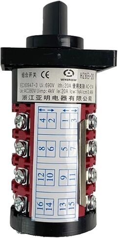 HZ8B-20/3/4 مفتاح التحكم الكهربائي 4 مستويات 20A 0-6 المواقف Universal Detary Rotary CAM Switch Interruptor HZ5B-20/4 in Saudi Arabia