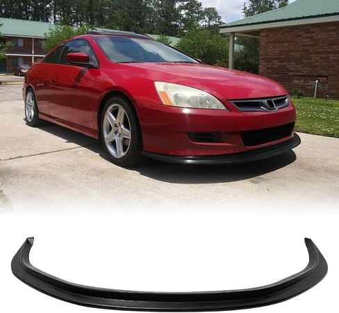 Front Bumper Lip Chin Spoiler, Compatible with 2006-2007 Honda Accord Coupe, MDA Style PU Front Lower Splitter Protector, Unpainted Black, 1PC in Saudi Arabia