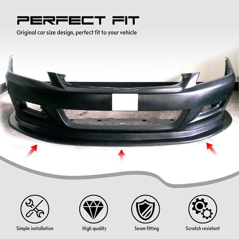 Front Bumper Lip Chin Spoiler, Compatible with 2006-2007 Honda Accord Coupe, MDA Style PU Front Lower Splitter Protector, Unpainted Black, 1PC in Saudi Arabia