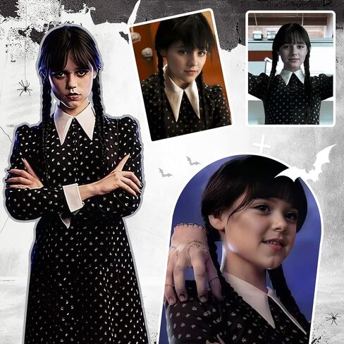 Halloween Cosplay Costume Girls Dress Kid Teen Black Outfit With Wig Bag Earrings Socks in Kuwait