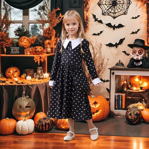 Halloween Cosplay Costume Girls Dress Kid Teen Black Outfit With Wig Bag Earrings Socks in Kuwait