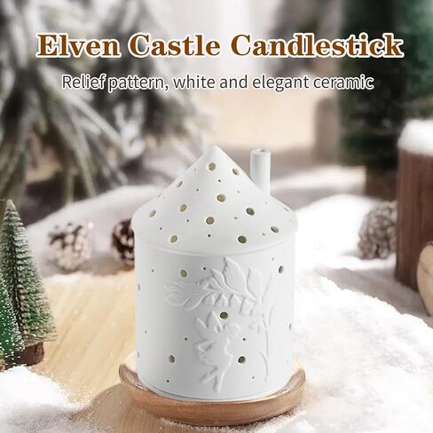 White Ceramic Candle Holder -Light House Decorations for Home, Small Round Candle Plate, Tealight Candle Holder, Lanterns Decorative Indoor,Gift for Sisters, Lovers and Mothers (White - Forest) in Saudi Arabia