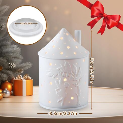 White Ceramic Candle Holder -Light House Decorations for Home, Small Round Candle Plate, Tealight Candle Holder, Lanterns Decorative Indoor,Gift for Sisters, Lovers and Mothers (White - Forest) in Saudi Arabia