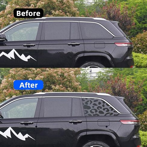 Rear Quarter Window Leopard Cheetah Decal for Car SUV Trucks, Universal Matte Back Leopard Cheetah Side Window Vinyl Sticker, Free Installation Tools (A Pair) in Saudi Arabia