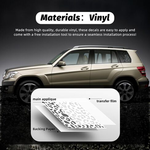 Rear Quarter Window Leopard Cheetah Decal for Car SUV Trucks, Universal Matte Back Leopard Cheetah Side Window Vinyl Sticker, Free Installation Tools (A Pair) in Saudi Arabia