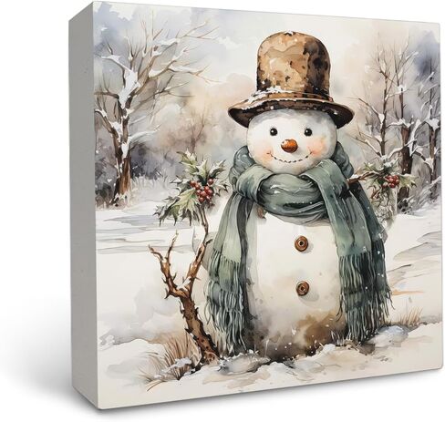 Winter Snowman Wooden Sign, Winter Snowman Christmas Wooden Signs For Home Decor, Winter Snowman Desk Signs, Winter Snowman Table Decor, Winter Snowman Wooden Signs For Home Decor in Kuwait