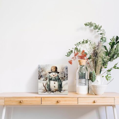 Winter Snowman Wooden Sign, Winter Snowman Christmas Wooden Signs For Home Decor, Winter Snowman Desk Signs, Winter Snowman Table Decor, Winter Snowman Wooden Signs For Home Decor in Kuwait