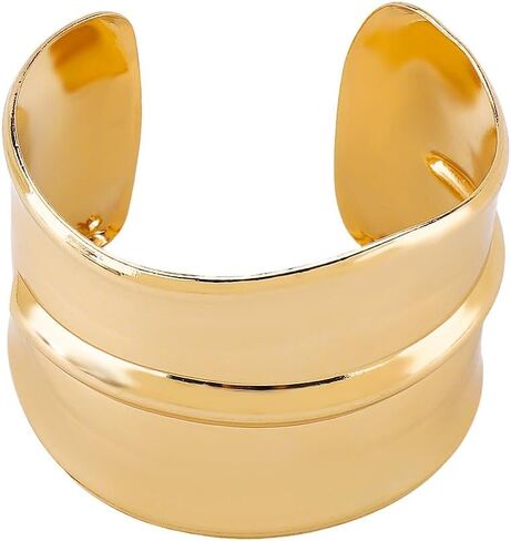 Mifynn chunky cuff bangle أساور للنساء سوار الفتح الهندسي غير المنتظم أساور البيان البسيط المفتوح على نطاق واسع أذرع الذراع العلوي المجوهرات الشرير in Saudi Arabia