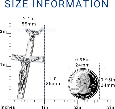Eusense Cross Necklace for Women Men Crucifix Pendant Sterling Silver 925 Cruz De Caravaca Cross Jesus Crucifix Jewelry in Kuwait