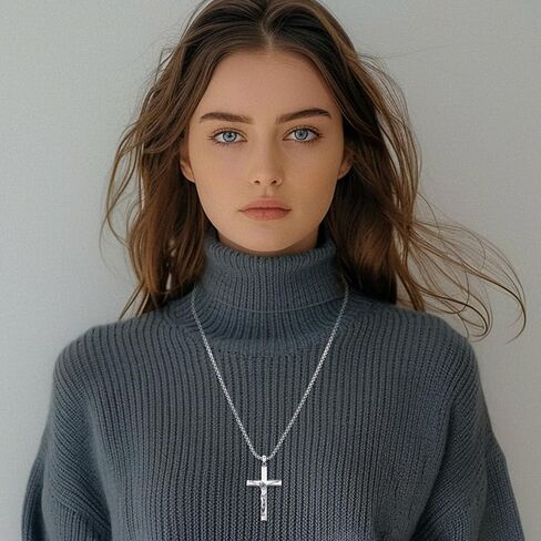 Eusense Cross Necklace for Women Men Crucifix Pendant Sterling Silver 925 Cruz De Caravaca Cross Jesus Crucifix Jewelry in Kuwait