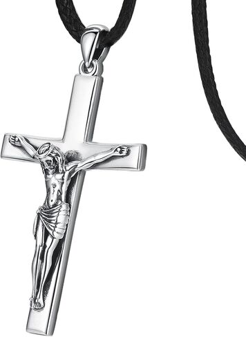 Eusense Cross Necklace for Women Men Crucifix Pendant Sterling Silver 925 Cruz De Caravaca Cross Jesus Crucifix Jewelry in Kuwait