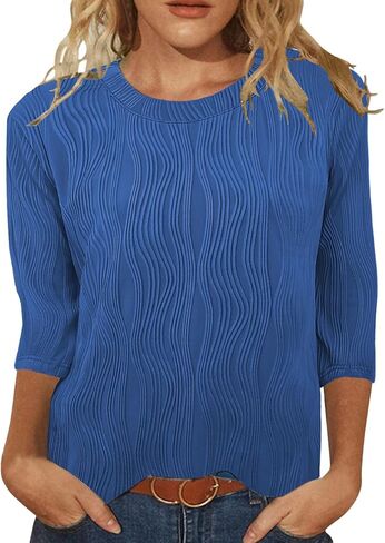 قمم المرأة غير الرسمية 3/4 قمصان رقبة الطاقم in Kuwait