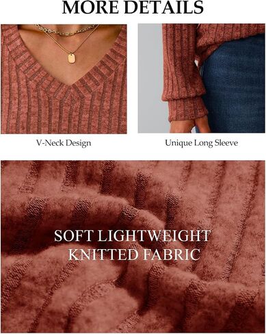 NORACORA V Neck Long Sleeve Shirts for Women Casual Fall Tops Lightweight Tunic Sweaters Trendy 2025 in Kuwait