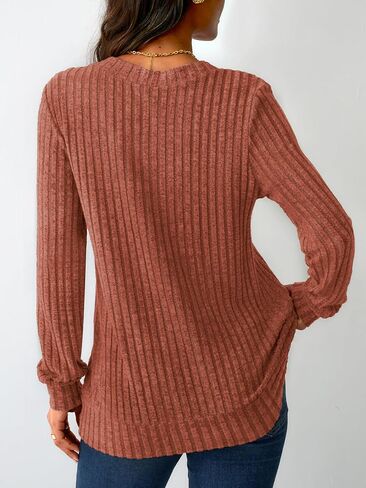 NORACORA V Neck Long Sleeve Shirts for Women Casual Fall Tops Lightweight Tunic Sweaters Trendy 2025 in Kuwait