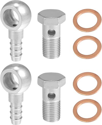 ACROPIX 14mm ID 10mm OD M14x1.5 Banjo Bolt Hose Barb Fittings Universal Banjo Fitting Fuel Line with Screw Washer for Motorcycle Silver Tone - Pack of 8 in Saudi Arabia
