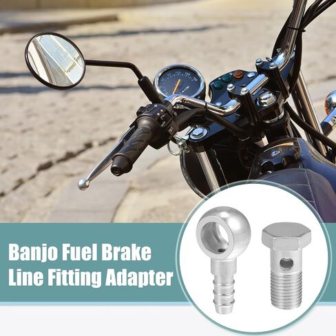 ACROPIX 14mm ID 10mm OD M14x1.5 Banjo Bolt Hose Barb Fittings Universal Banjo Fitting Fuel Line with Screw Washer for Motorcycle Silver Tone - Pack of 8 in Saudi Arabia