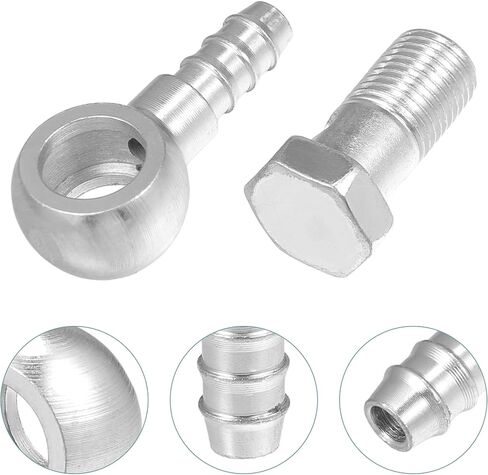 ACROPIX 14mm ID 10mm OD M14x1.5 Banjo Bolt Hose Barb Fittings Universal Banjo Fitting Fuel Line with Screw Washer for Motorcycle Silver Tone - Pack of 8 in Saudi Arabia