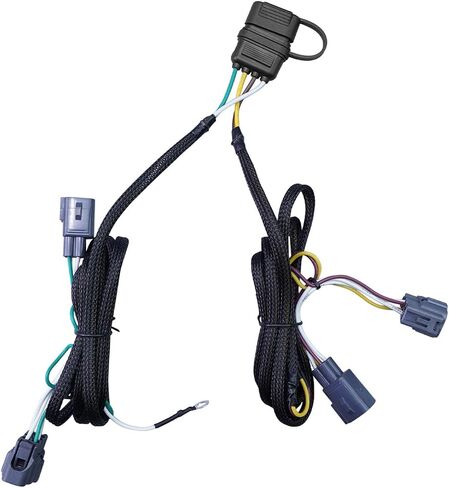 55363 4-Way Flow Trailer Harness Fit for Jeep Wrangler TJ 1998-2006 4 Prong Trailer Light Flace ، 4 Pin Trailer Towing Twing Hitch Wiring T-Connector Plug & Play in Kuwait
