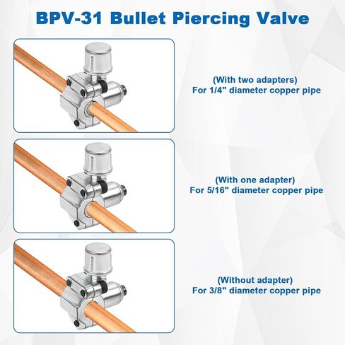 2PCS BPV-31 ثقب صمام الثقب و 2 مفتاح سداسي و 4 محول ، صمام خط الثلاجة المعدنية ل 1/4 "5/16" 3/8 "أنابيب الثلاجة القطر الخارجي استبدال TJ90BV31 AP4502525 BPV31D GPV14 in Saudi Arabia