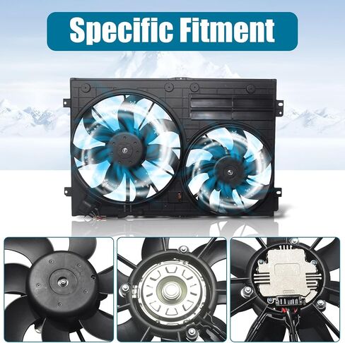 Engine Radiator Cooling Fan Assembly Compatible for 2005-2016 for Jetta, for 2006-2014 for GTI, for 2006-2010 for Passat, for 2012-2018 for Passat, Replace 1K0959455EA, 1K0959455ES Black in Saudi Arabia
