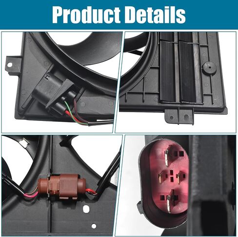 Engine Radiator Cooling Fan Assembly Compatible for 2005-2016 for Jetta, for 2006-2014 for GTI, for 2006-2010 for Passat, for 2012-2018 for Passat, Replace 1K0959455EA, 1K0959455ES Black in Saudi Arabia