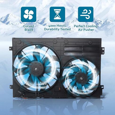 Engine Radiator Cooling Fan Assembly Compatible for 2005-2016 for Jetta, for 2006-2014 for GTI, for 2006-2010 for Passat, for 2012-2018 for Passat, Replace 1K0959455EA, 1K0959455ES Black in Saudi Arabia