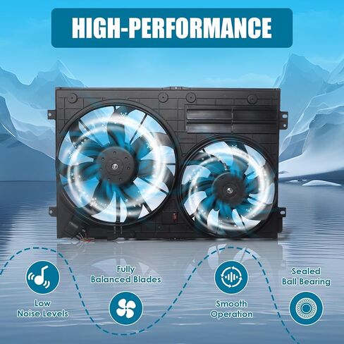 Engine Radiator Cooling Fan Assembly Compatible for 2005-2016 for Jetta, for 2006-2014 for GTI, for 2006-2010 for Passat, for 2012-2018 for Passat, Replace 1K0959455EA, 1K0959455ES Black in Saudi Arabia