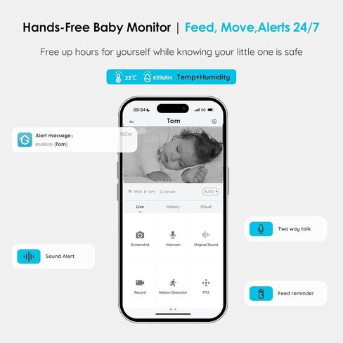 ieGeek Baby Monitor with 2 Cameras, Split-Screen Video Baby Monitor with Audio and 1080P Camera 4.3" Screen - Night Vision, Two-Way Talk, Cry & Motion Detection, Pan-Tilt-Zoom via Screen and Free APP… in Kuwait