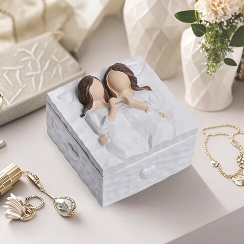 Friendship Keepsake Box, Forever True, Forever Friends, Holds Jewelry and Treasures, Carving of Best Friends or Sisters, Sculpted Hand-Painted Keepsake Box in Saudi Arabia