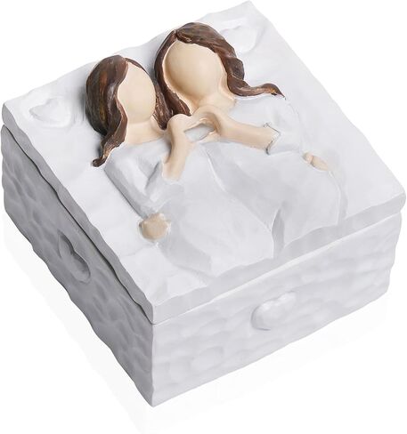 Friendship Keepsake Box, Forever True, Forever Friends, Holds Jewelry and Treasures, Carving of Best Friends or Sisters, Sculpted Hand-Painted Keepsake Box in Saudi Arabia
