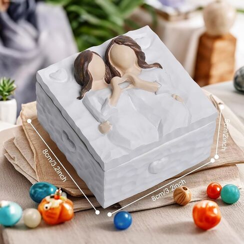 Friendship Keepsake Box, Forever True, Forever Friends, Holds Jewelry and Treasures, Carving of Best Friends or Sisters, Sculpted Hand-Painted Keepsake Box in Saudi Arabia