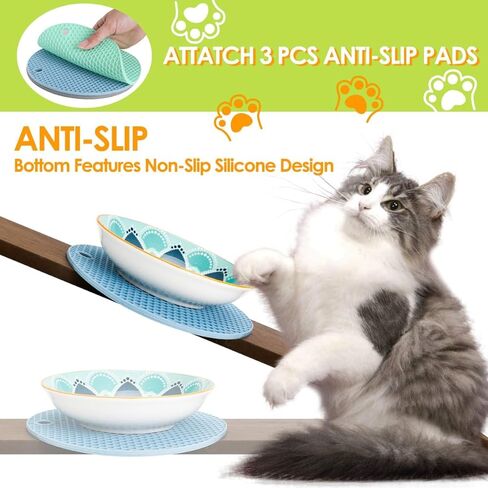 أوعية طعام القطط من السيراميك، أوعية القطط الصديقة للشعيرات مع قاعدة من السيليكون غير قابلة للانزلاق، أطباق طعام القطط للطعام والماء، أطباق طعام القطط، أطباق صغيرة ضحلة واسعة، للقطط والقطط والكلاب الصغيرة in Kuwait