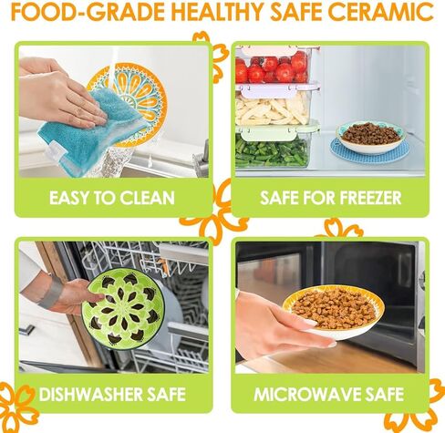 أوعية طعام القطط من السيراميك، أوعية القطط الصديقة للشعيرات مع قاعدة من السيليكون غير قابلة للانزلاق، أطباق طعام القطط للطعام والماء، أطباق طعام القطط، أطباق صغيرة ضحلة واسعة، للقطط والقطط والكلاب الصغيرة in Kuwait