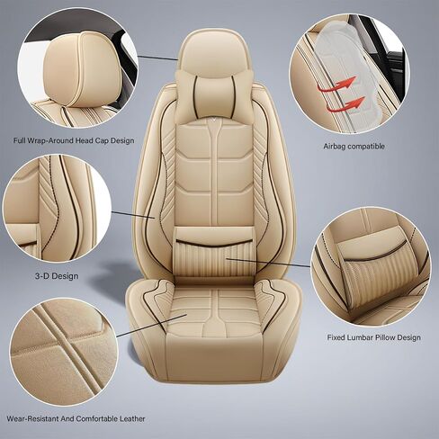 يغطي مقعد السيارة مناسبًا لصالح Ford F150 2003-2025-حماة مقاعد مقاومة للماء ، أغطية مقعد غير ملائمة للحيوانات الأليفة ، مجموعة كاملة من 5 مقاعد (Beige) in Kuwait