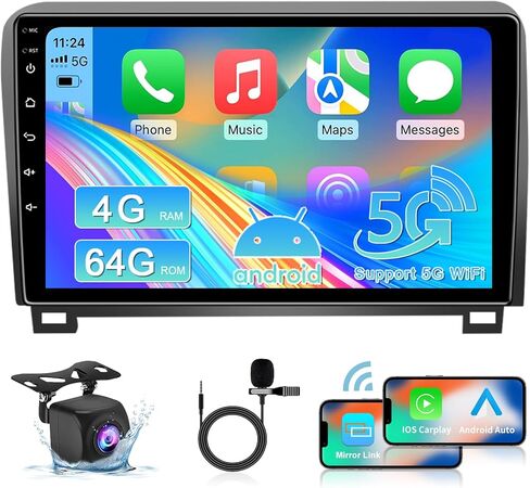 5GWiFi Upgrade Car Stereo Radio for Toyota Tundra 2007-2013 Toyota Sequoia 2008-2018 - Wireless Carplay and Android Auto GPS Navigation - 4GB+32GB 10.2 inch Touchscreen Bluetooth RDS FM SWC in Saudi Arabia