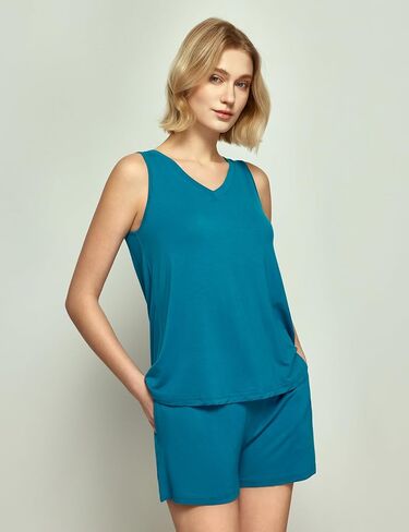 Viscose from Bamboo Pajamas for Women V Neck Tank Top with Shorts Sleep Sets in Saudi Arabia