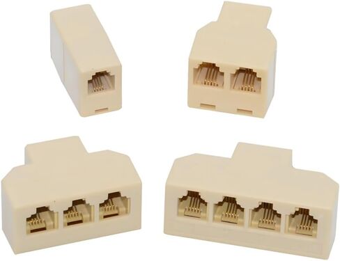 HDMIHOME 5 Way Outlet 6P4C RJ11 RJ12 Telephone Phone Modular Jack Line Splitter Adapter Beige 1-in-5-out in Saudi Arabia