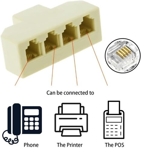 HDMIHOME 5 Way Outlet 6P4C RJ11 RJ12 Telephone Phone Modular Jack Line Splitter Adapter Beige 1-in-5-out in Saudi Arabia