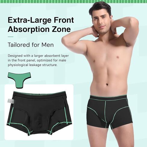 Carer Incontinence Underwear for Men Washable Mens Cotton Incontinence Boxer Briefs with Front 100ml Absorbent Bladder Leak Proof Underwear 2pk-L (Black,Gray) in Kuwait