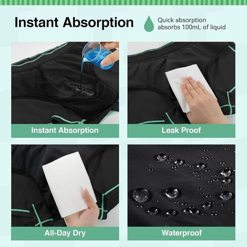 Carer Incontinence Underwear for Men Washable Mens Cotton Incontinence Boxer Briefs with Front 100ml Absorbent Bladder Leak Proof Underwear 2pk-L (Black,Gray) in Kuwait