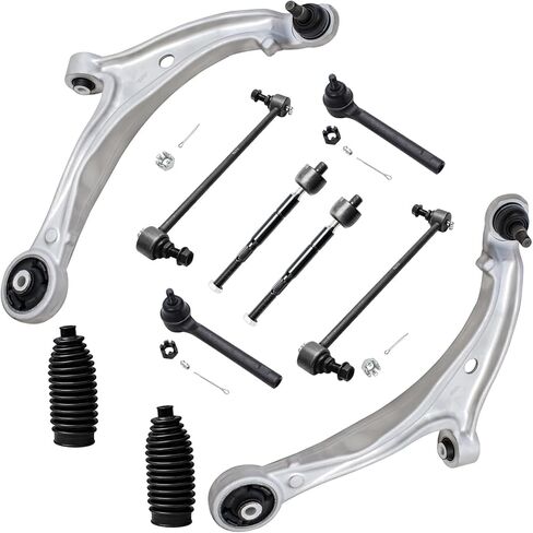 Detroit Axle - Front 10pc Stemention Kit for 05-10 Honda Odyssey 2005 2006 2007 2008 2008 2010 ، 2 Arm Lower Control Arm مع مفاصل الكرة 4 نهايات قضيب التعادل الخارجي والداخليان 2 Links 2 Boots Replication in Kuwait