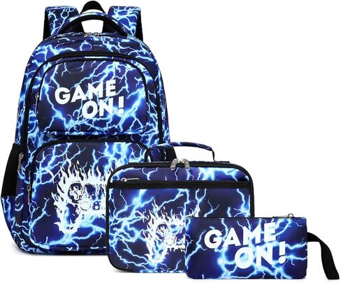 Octsky School Backpack for Boys, Kids Flame Game Bookbag with Lunch Box, Luminous Lightning in Saudi Arabia