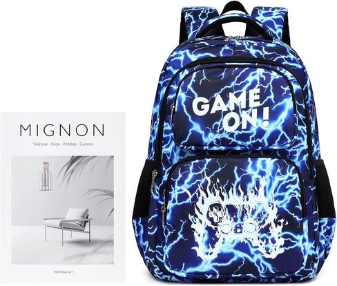 Octsky School Backpack for Boys, Kids Flame Game Bookbag with Lunch Box, Luminous Lightning in Saudi Arabia