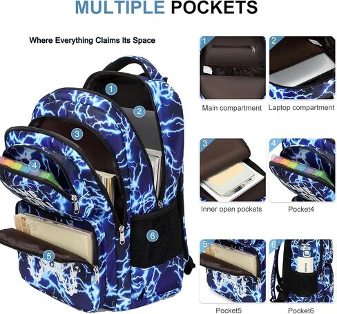 Octsky School Backpack for Boys, Kids Flame Game Bookbag with Lunch Box, Luminous Lightning in Saudi Arabia