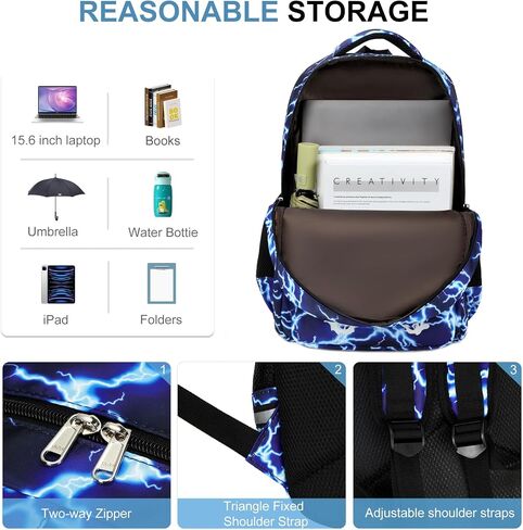 Octsky School Backpack for Boys, Kids Flame Game Bookbag with Lunch Box, Luminous Lightning in Saudi Arabia
