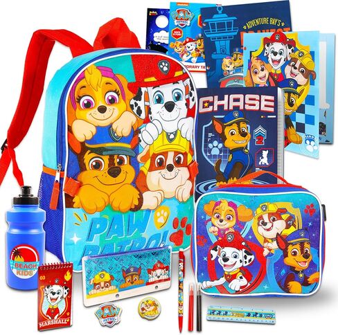 Paw Patrol Backpack with Lunch Bag School Supplies Set - Bundle with 16" Paw Patrol Backpack, Paw Patrol Lunch Box, Water Bottle, Folders, Notebook, Tattoos, More | Paw Patrol Backpack Set in Saudi Arabia