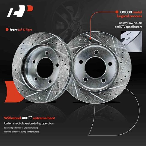 A-Premium 12.13 Inch (307.9mm) دوارات الفرامل المحفورة والمنزولة المتوافقة مع موديلات فورد/لينكولن المختارة-Expedition 1997-2002 ، Navigator 1998-2002 ، 2-PC Set in Saudi Arabia