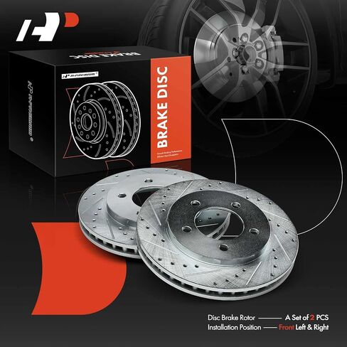 A-Premium 12.13 Inch (307.9mm) دوارات الفرامل المحفورة والمنزولة المتوافقة مع موديلات فورد/لينكولن المختارة-Expedition 1997-2002 ، Navigator 1998-2002 ، 2-PC Set in Saudi Arabia